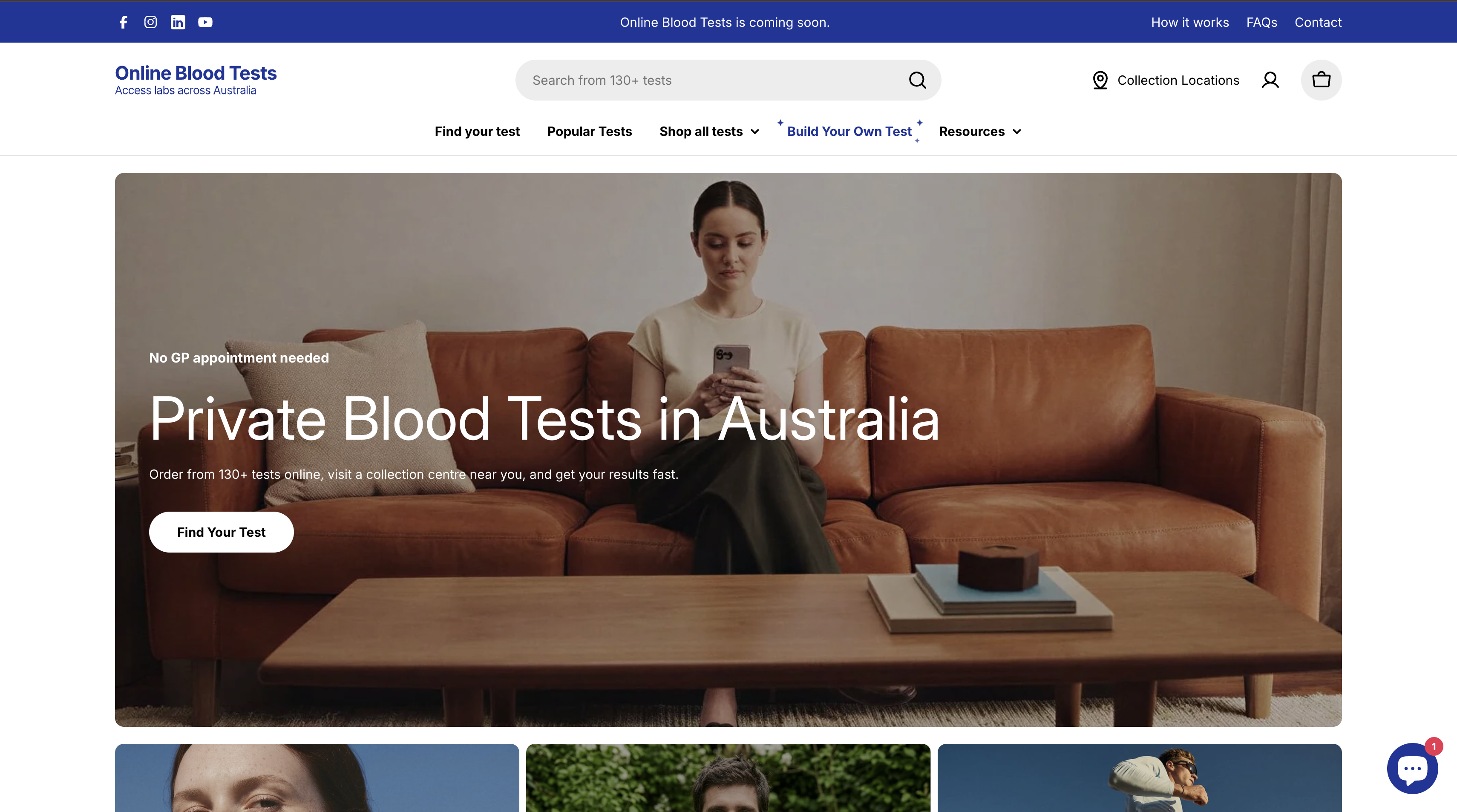 Online Blood Tests website preview